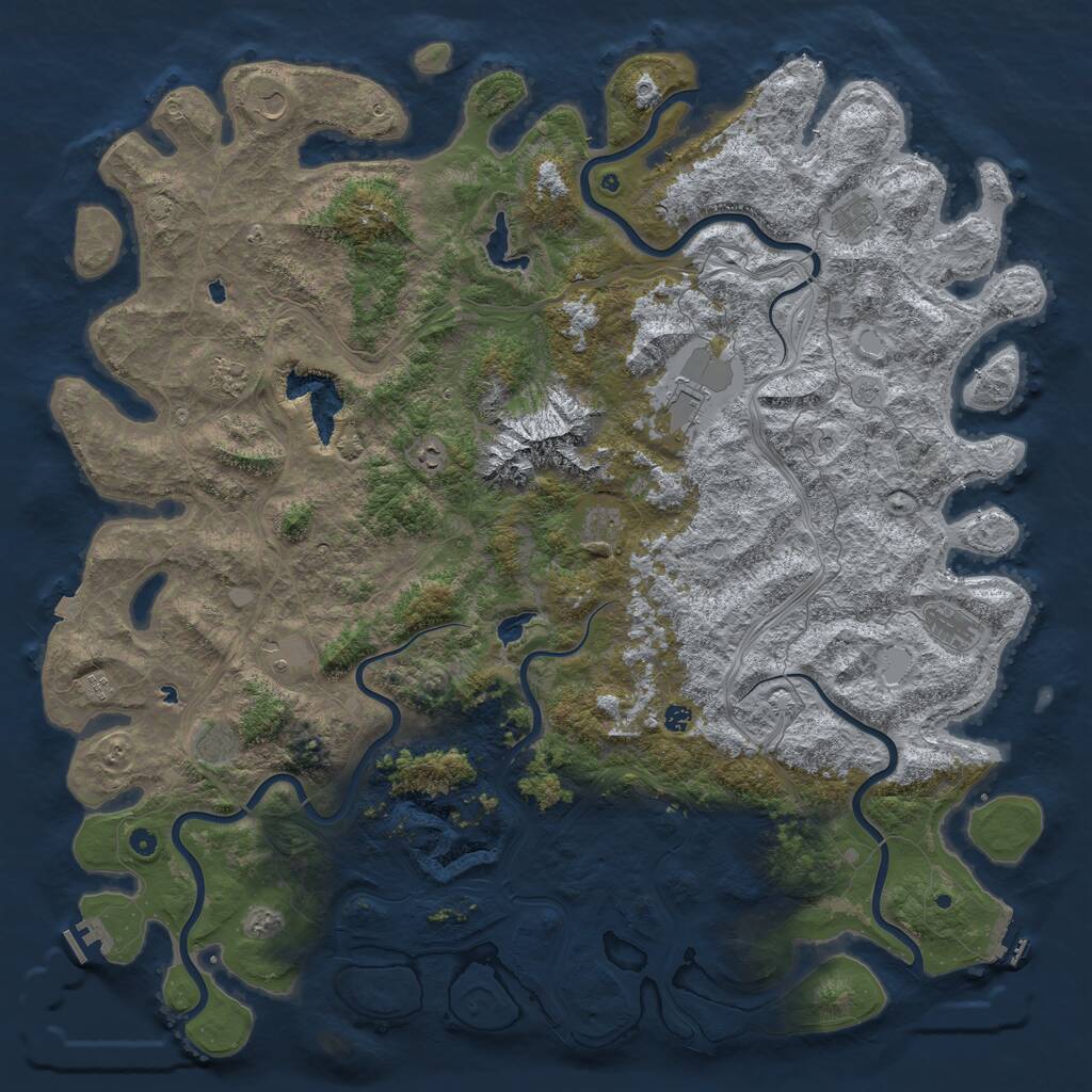 Rust Map: Procedural Map, Size: 6000, Seed: 4667, 17 Monuments