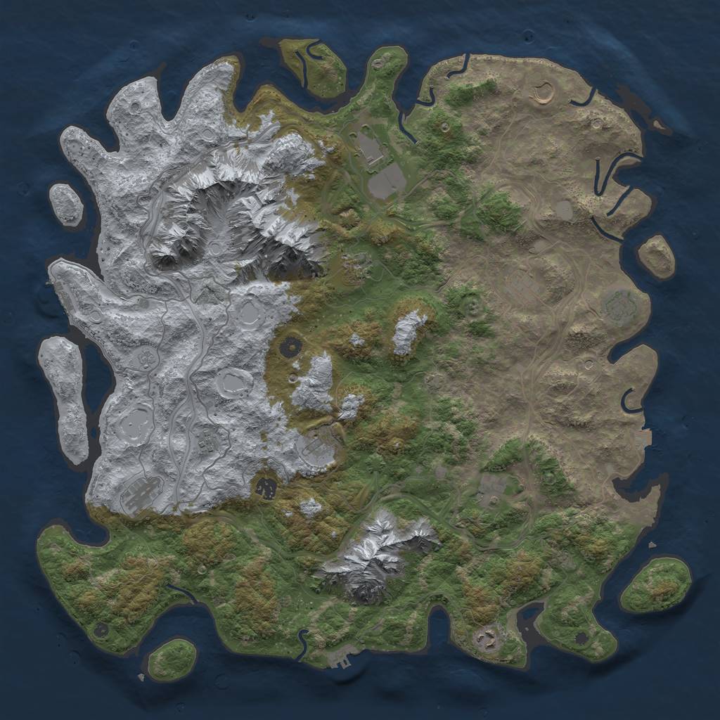 Rust Map: Procedural Map, Size: 5000, Seed: 1595213612, 19 Monuments