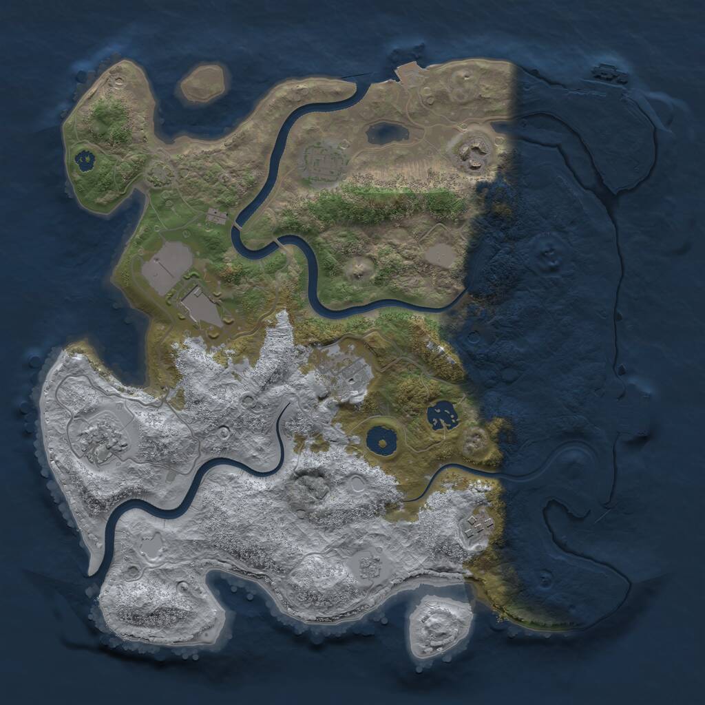 Rust Map: Procedural Map, Size: 3500, Seed: 1011439216, 13 Monuments