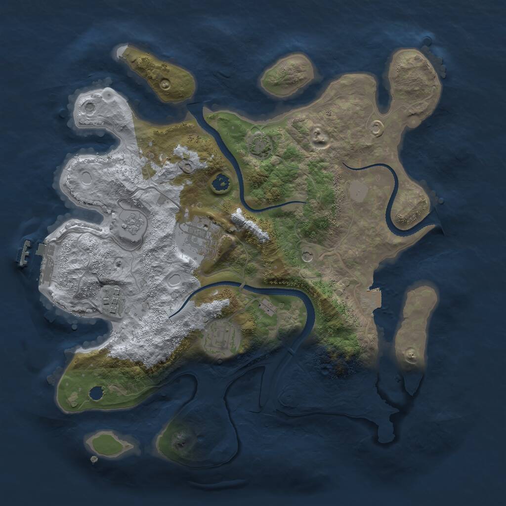 Rust Map: Procedural Map, Size: 3000, Seed: 17728, 8 Monuments