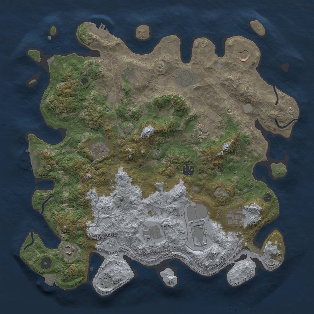 Rust Map: Procedural Map, Size: 4000, Seed: 21475, 19 Monuments