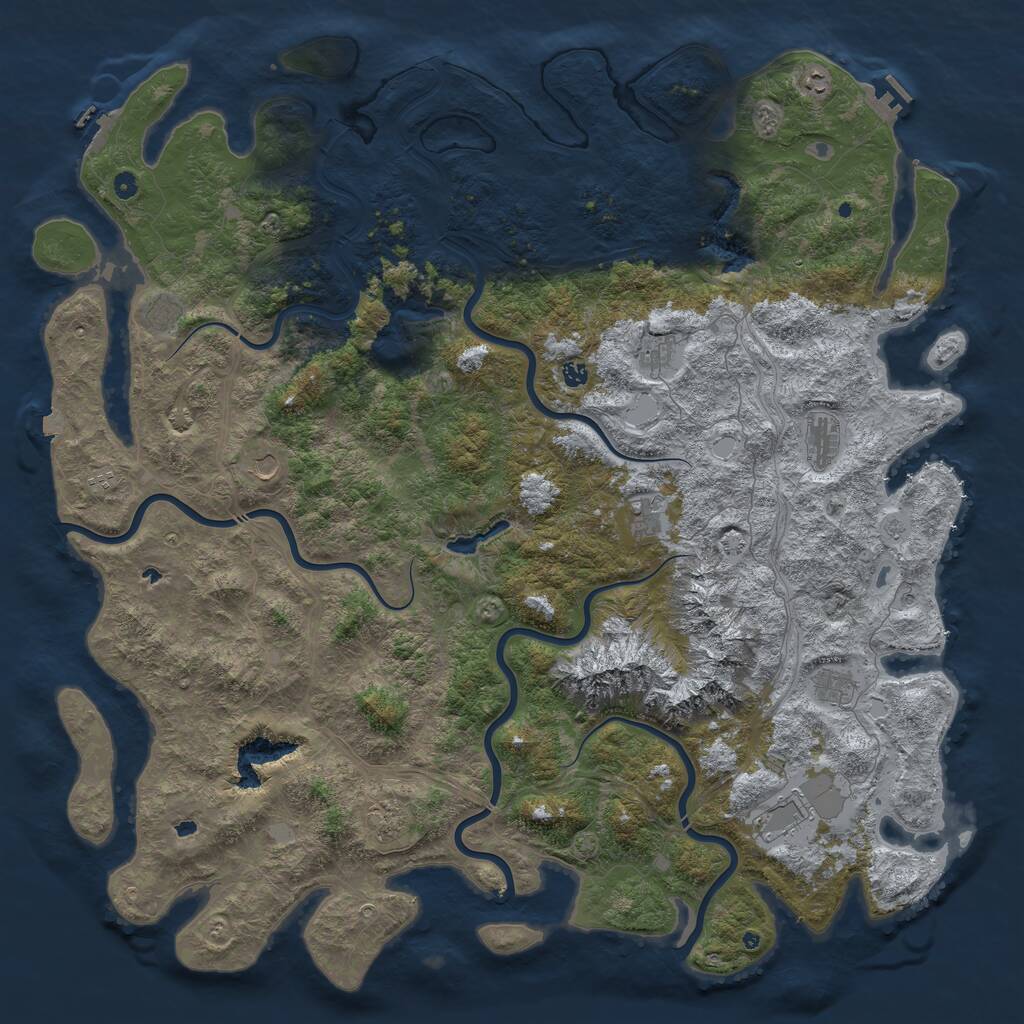 Rust Map: Procedural Map, Size: 6000, Seed: 848485782, 17 Monuments