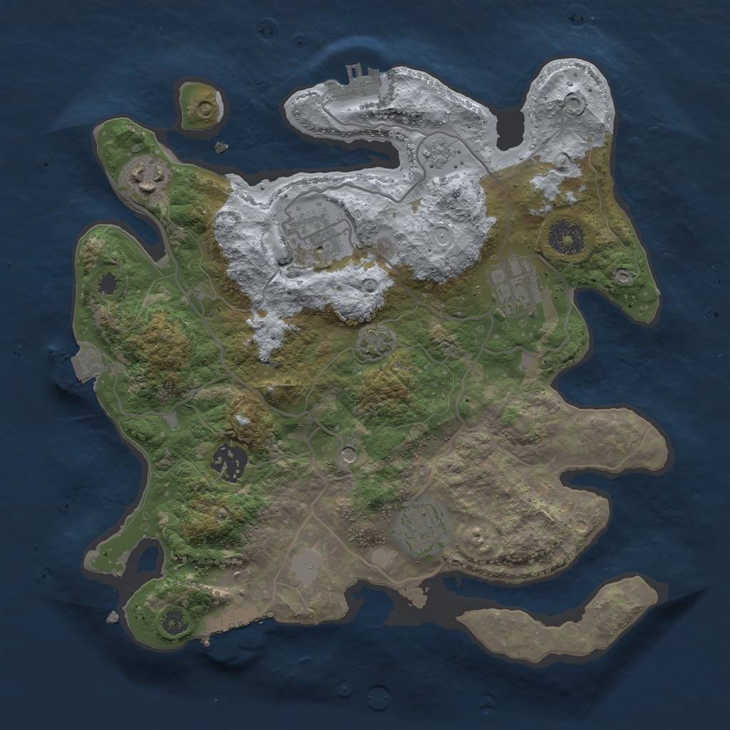 Rust Map: Procedural Map, Size: 3000, Seed: 773828, 13 Monuments