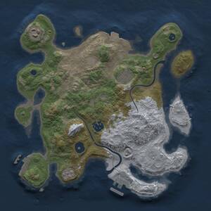 Thumbnail Rust Map: Procedural Map, Size: 3000, Seed: 1436613249, 9 Monuments