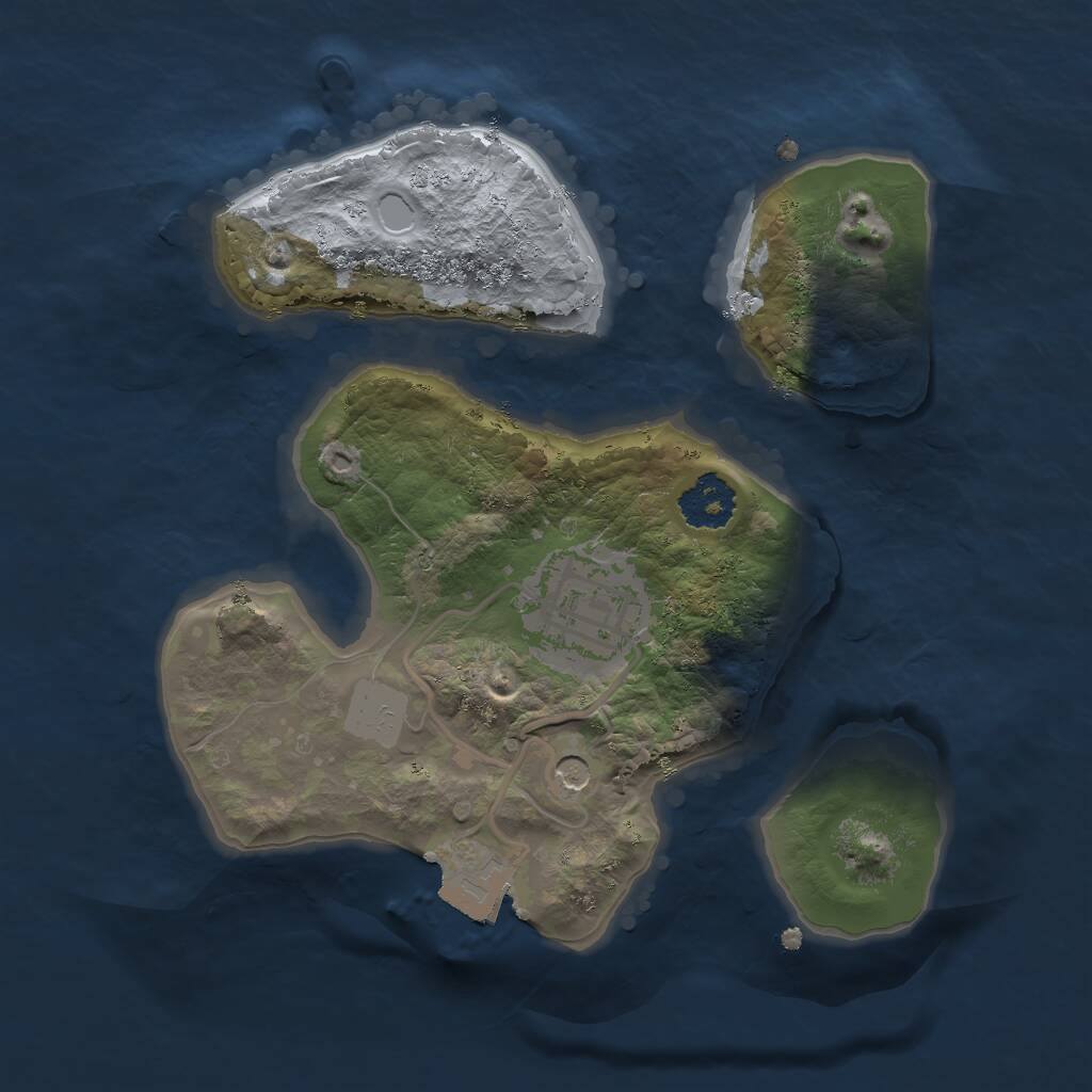 Rust Map: Procedural Map, Size: 2000, Seed: 2084276998, 3 Monuments
