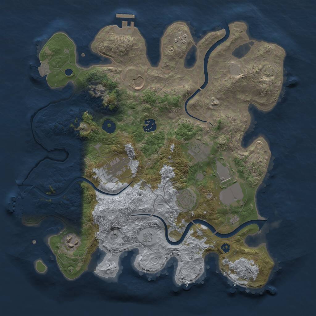 Rust Map: Procedural Map, Size: 3500, Seed: 98979, 14 Monuments