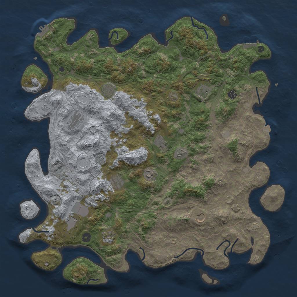 Rust Map: Procedural Map, Size: 4800, Seed: 1293352653, 19 Monuments
