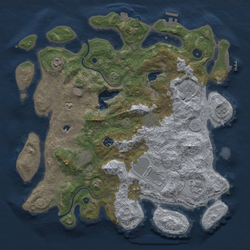 Rust Map: Procedural Map, Size: 4000, Seed: 1339359799, 14 Monuments
