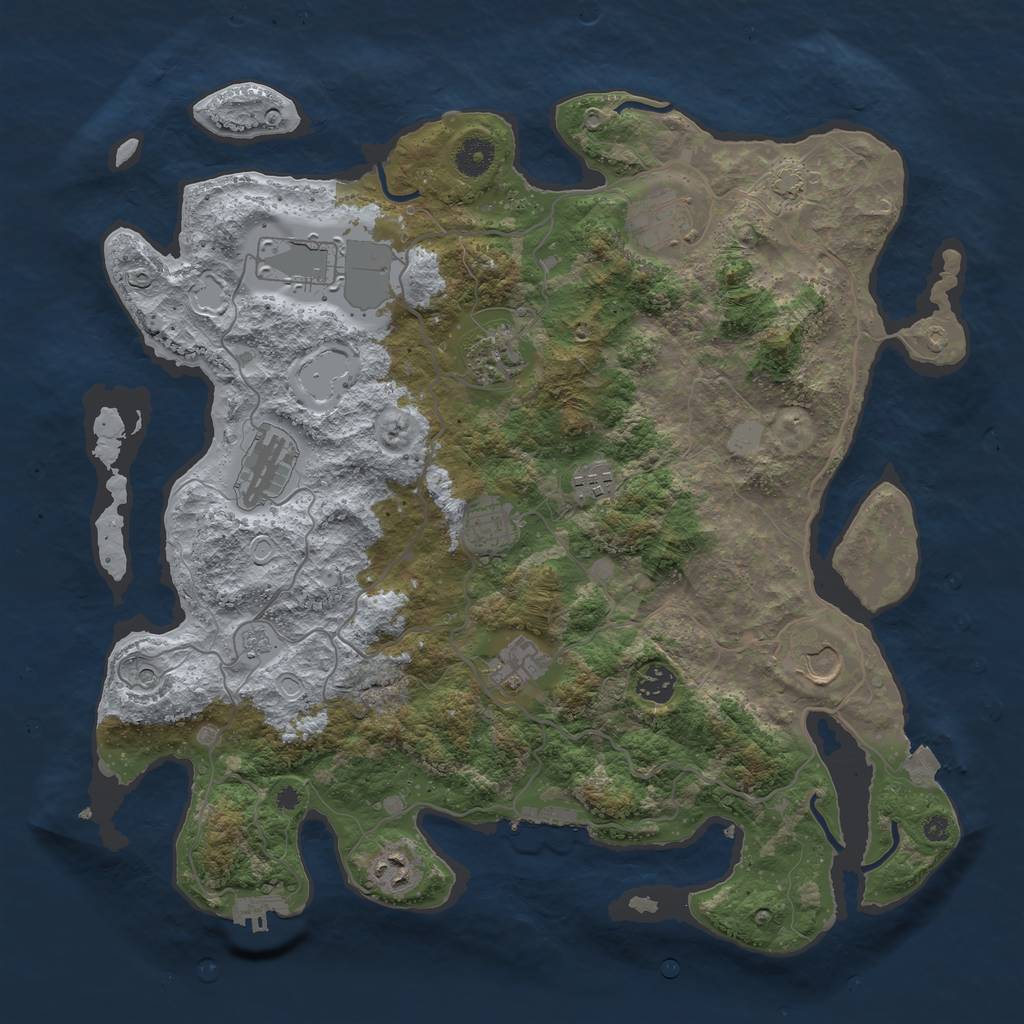 Rust Map: Procedural Map, Size: 4000, Seed: 286304537, 18 Monuments
