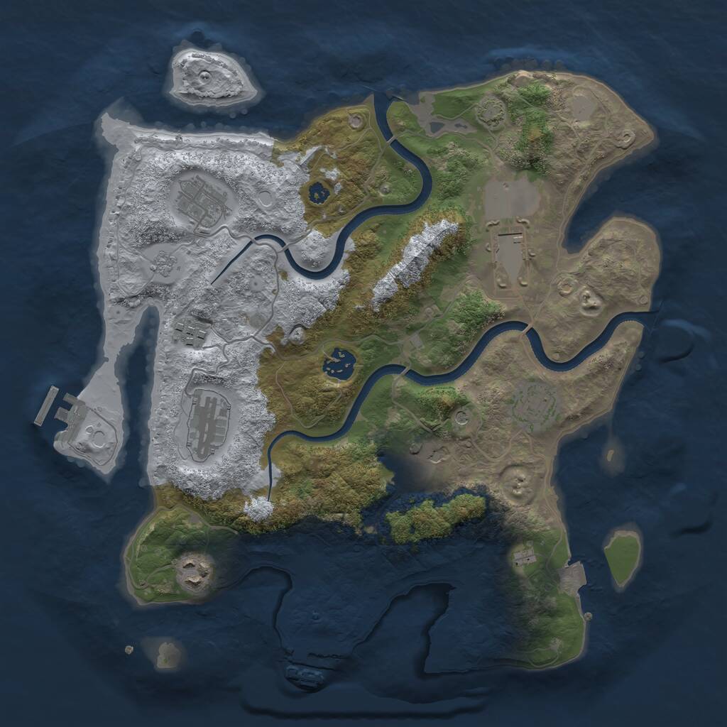 Rust Map: Procedural Map, Size: 3500, Seed: 1829210974, 14 Monuments