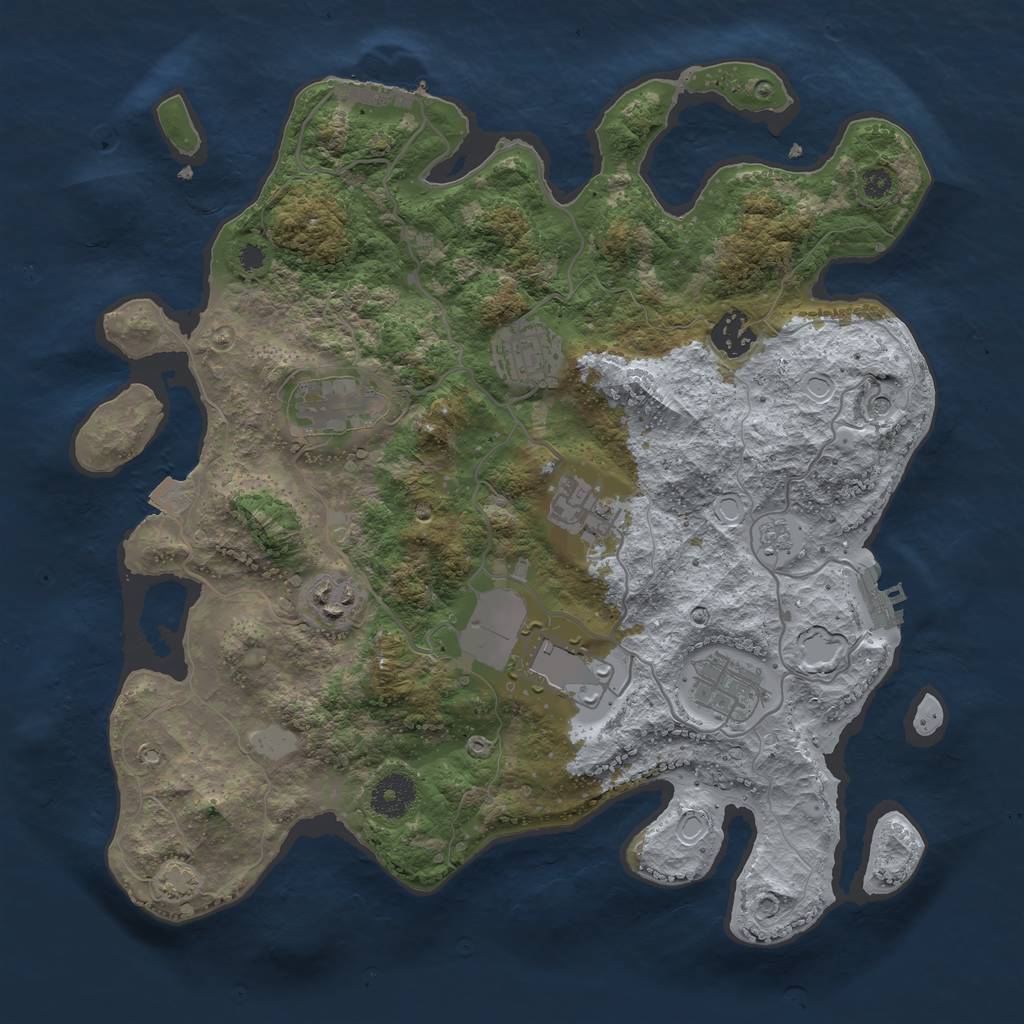 Rust Map: Procedural Map, Size: 3500, Seed: 1005587667, 15 Monuments