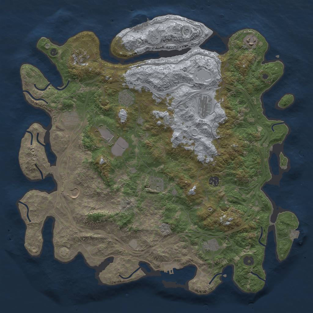 Rust Map: Procedural Map, Size: 4500, Seed: 1243603345, 19 Monuments