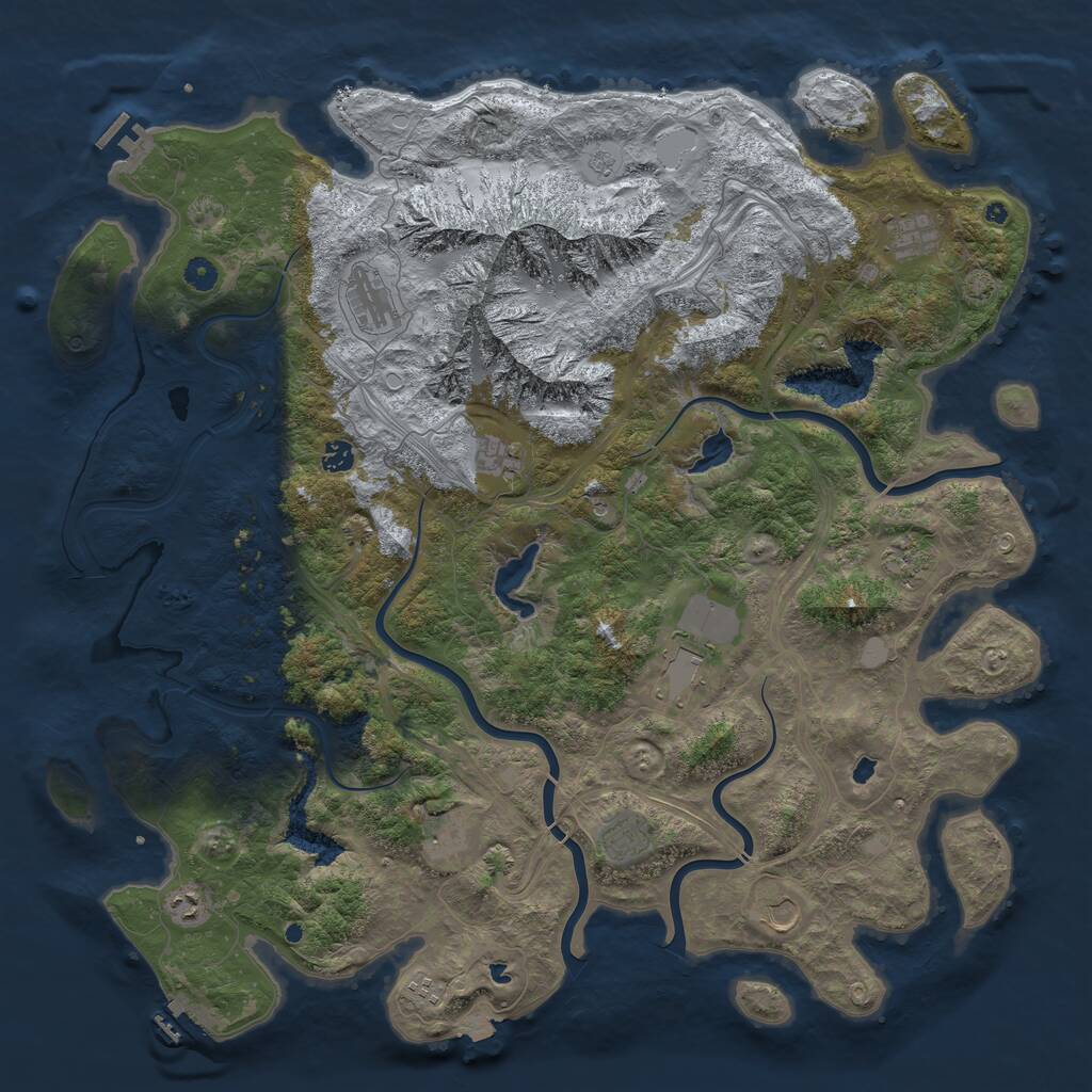 Rust Map: Procedural Map, Size: 5000, Seed: 1894330712, 17 Monuments