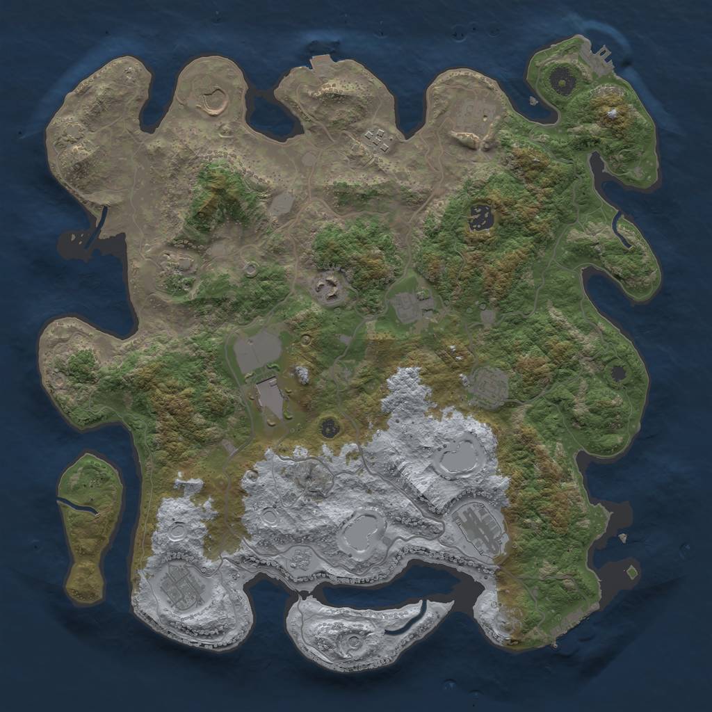 Rust Map: Procedural Map, Size: 4000, Seed: 1270513922, 19 Monuments