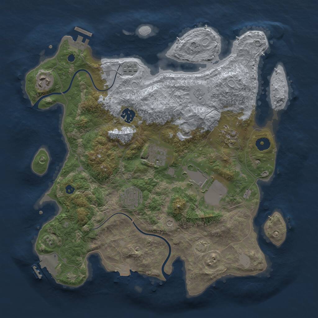Rust Map: Procedural Map, Size: 3500, Seed: 1610532691, 13 Monuments