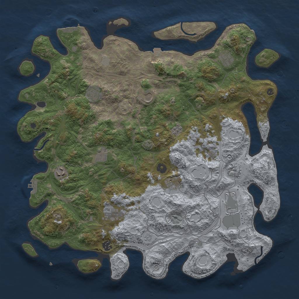 Rust Map: Procedural Map, Size: 4500, Seed: 1547470584, 19 Monuments