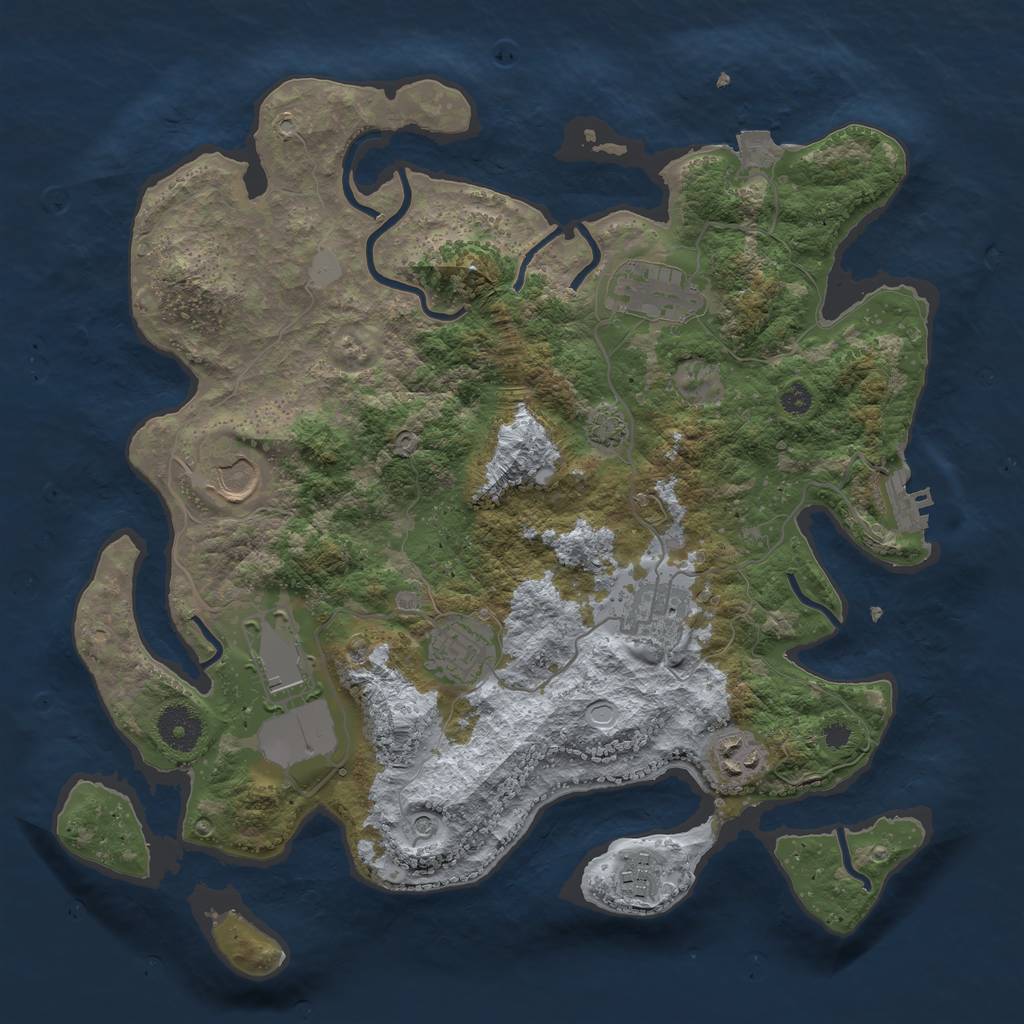 Rust Map: Procedural Map, Size: 3500, Seed: 463530040, 13 Monuments
