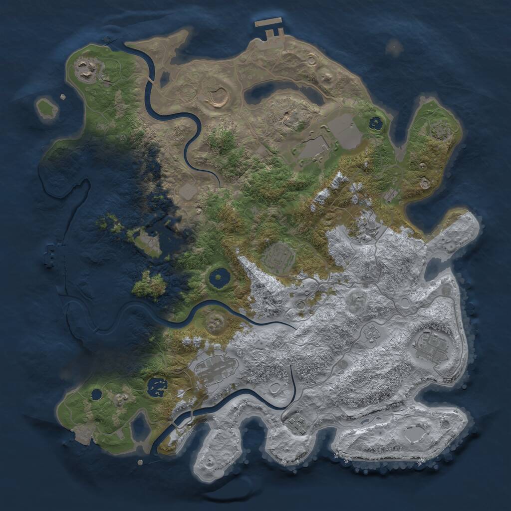 Rust Map: Procedural Map, Size: 3800, Seed: 872299364, 16 Monuments