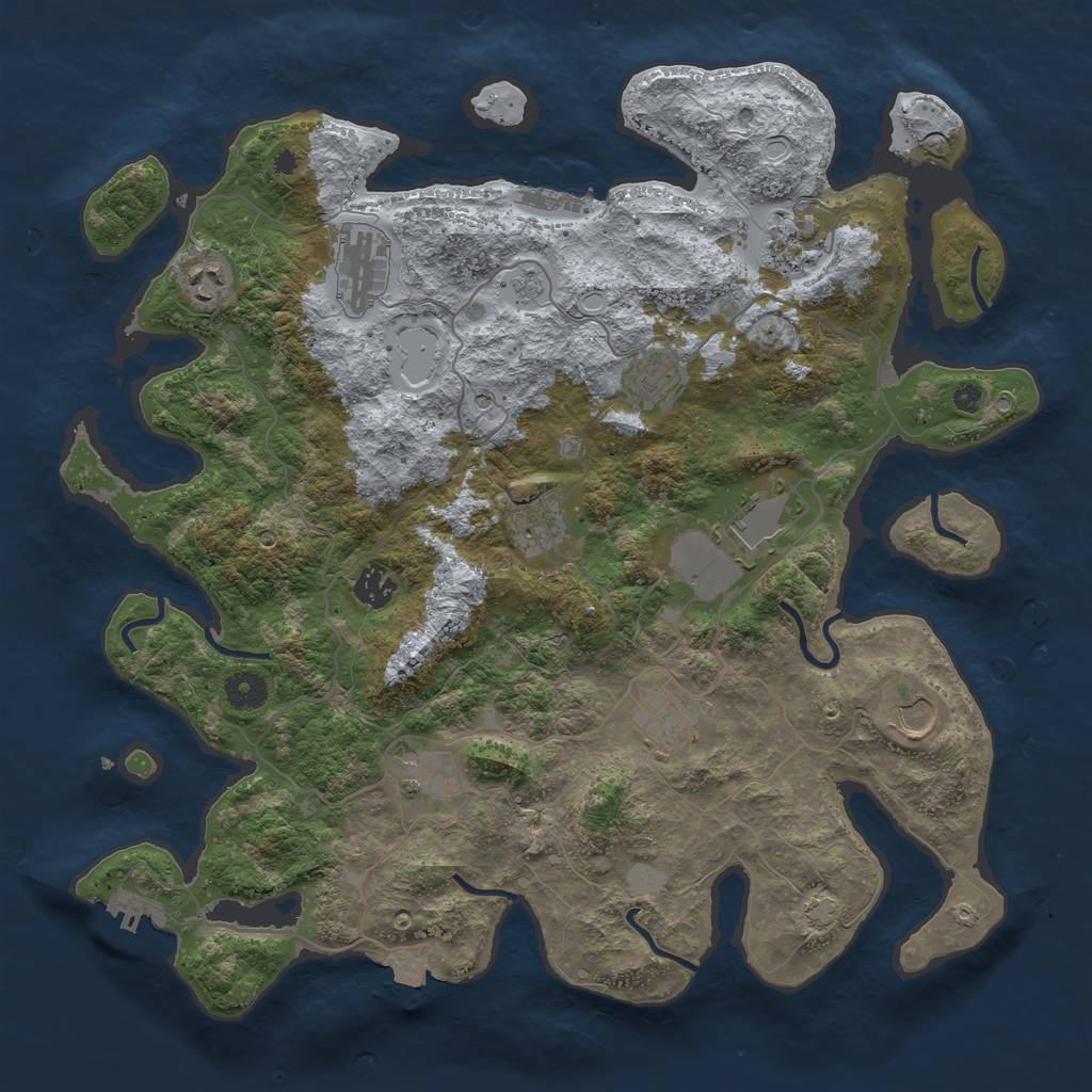Rust Map: Procedural Map, Size: 4000, Seed: 780179408, 18 Monuments