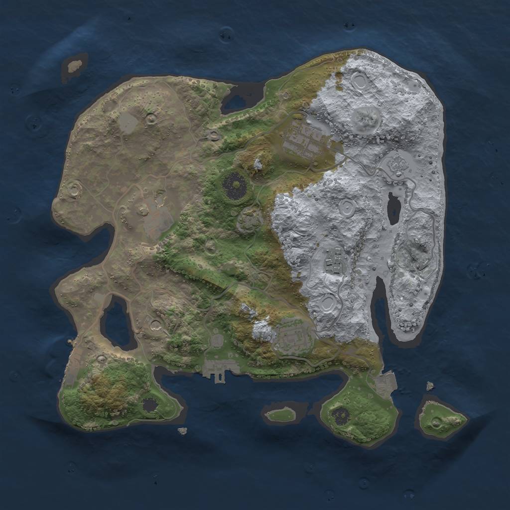 Rust Map: Procedural Map, Size: 3000, Seed: 1982847954, 12 Monuments
