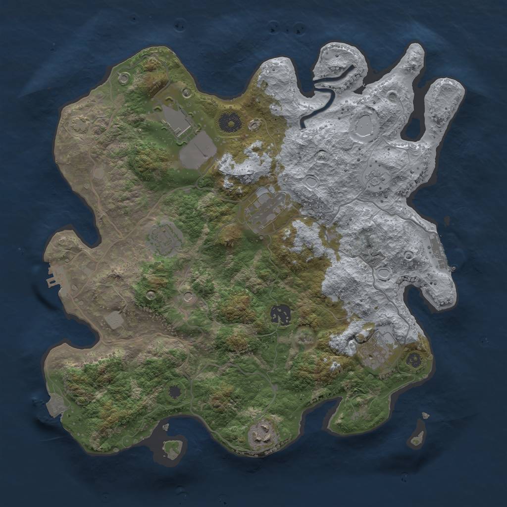 Rust Map: Procedural Map, Size: 3500, Seed: 2000319222, 14 Monuments
