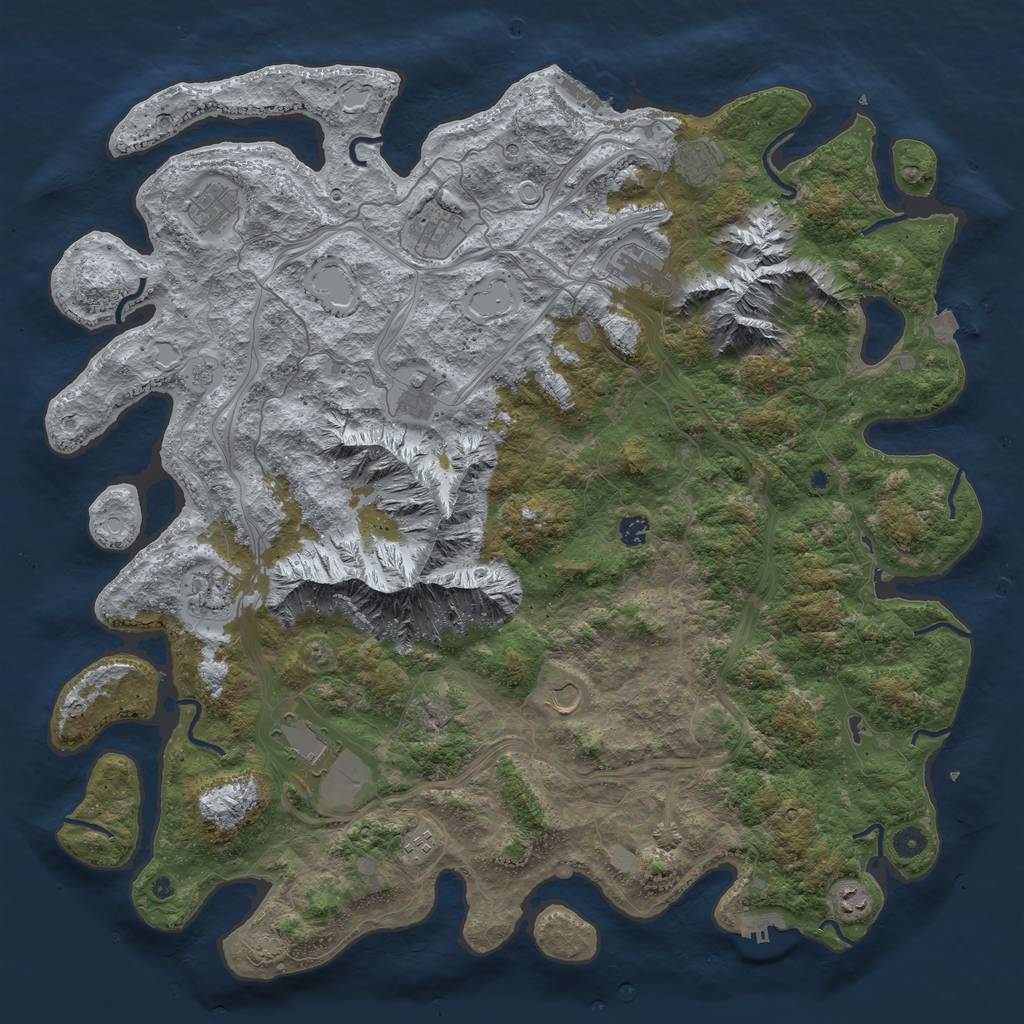 Rust Map: Procedural Map, Size: 5000, Seed: 78923, 19 Monuments