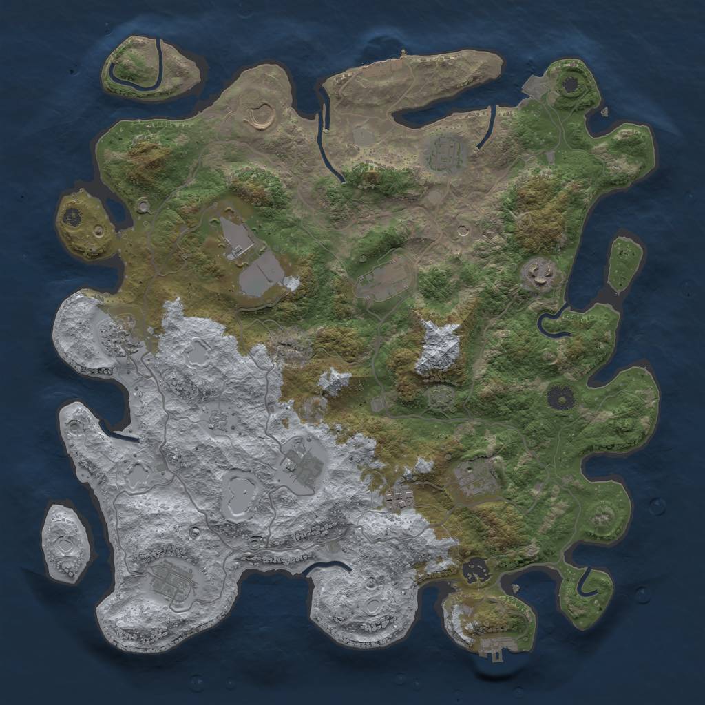 Rust Map: Procedural Map, Size: 4000, Seed: 62539, 19 Monuments