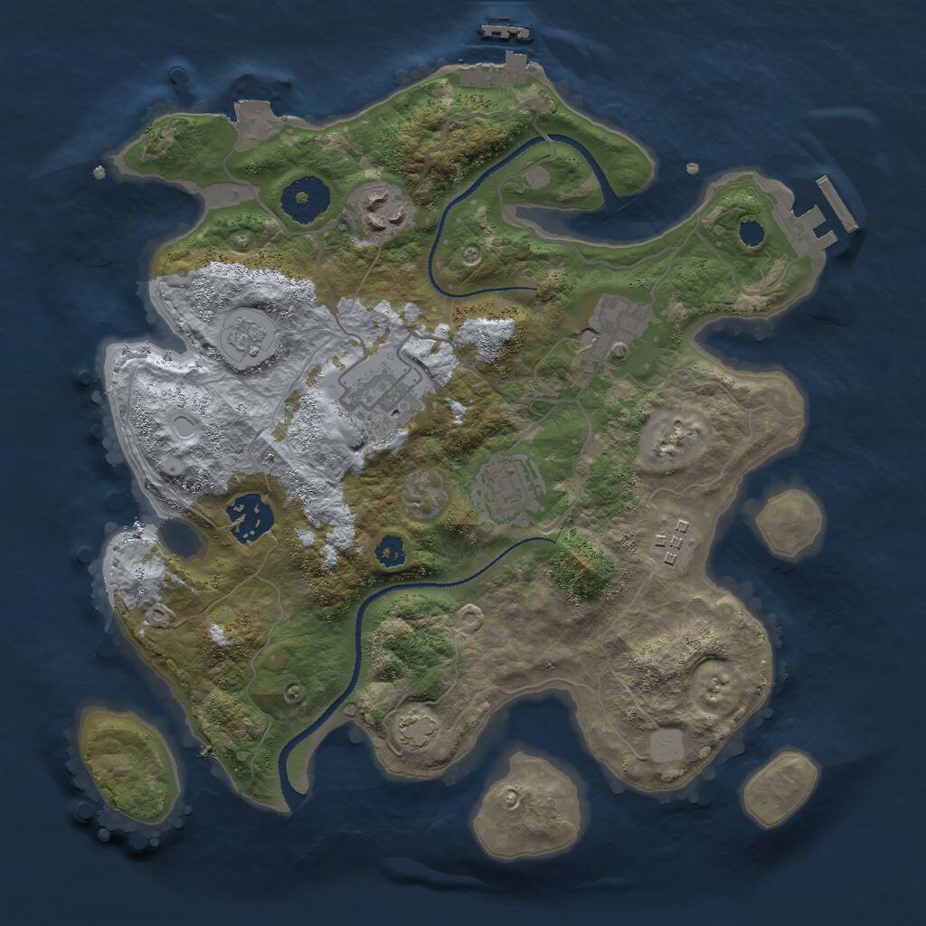 Rust Map: Procedural Map, Size: 3000, Seed: 1562431716, 11 Monuments