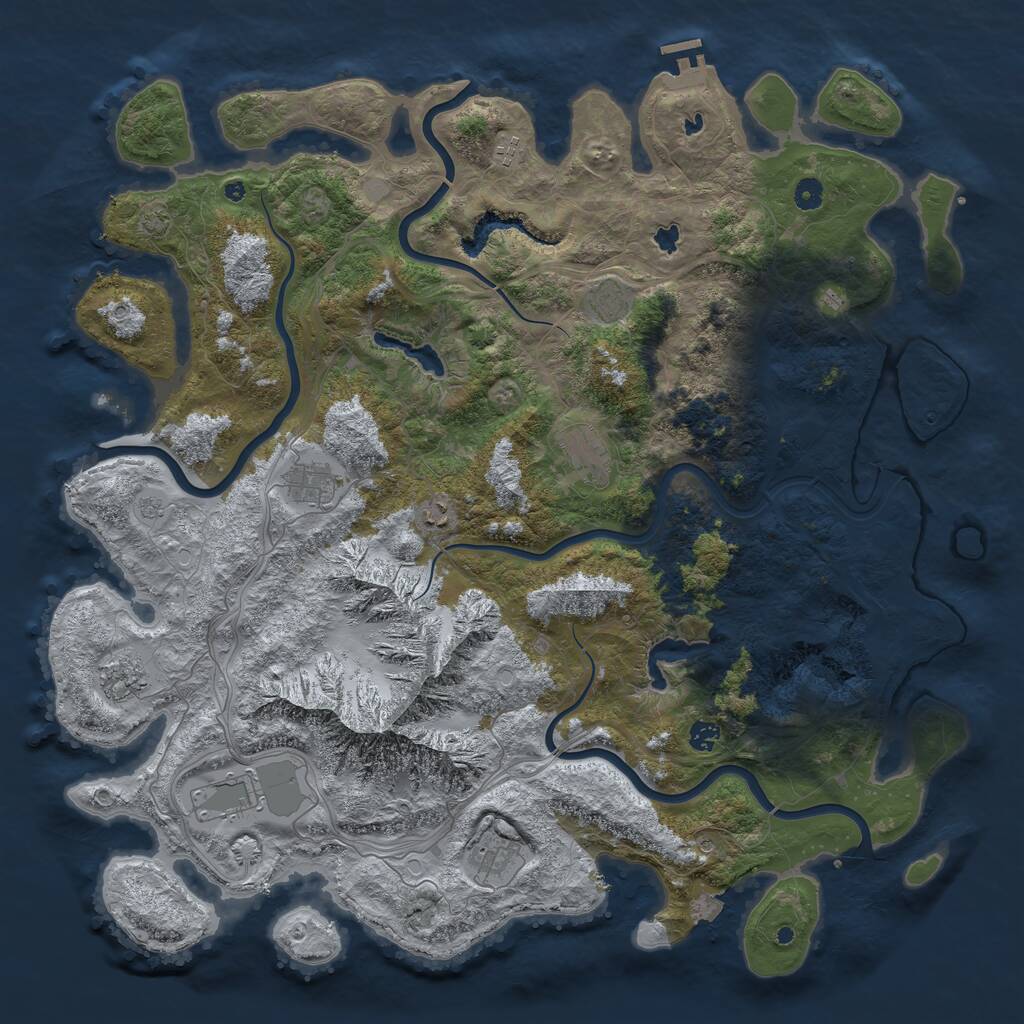 Rust Map: Procedural Map, Size: 5000, Seed: 1897000304, 14 Monuments