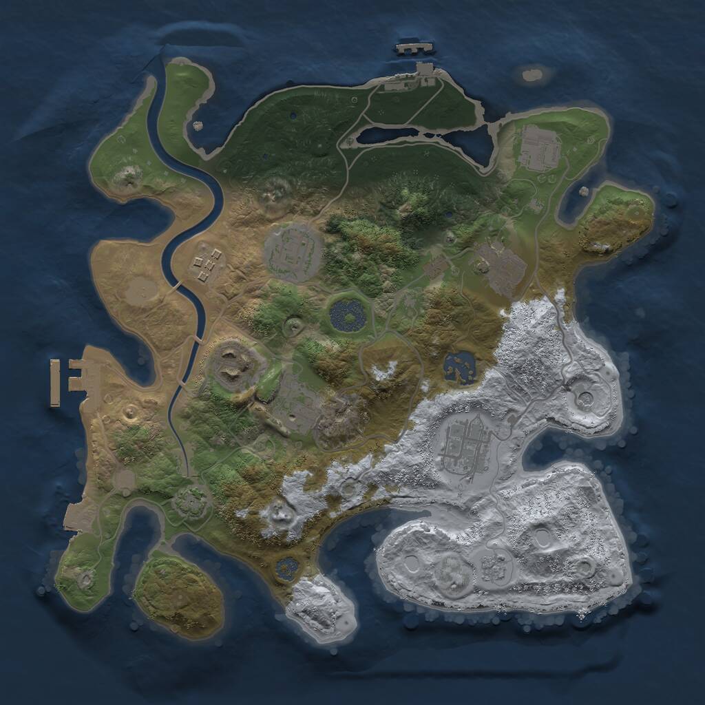 Rust Map: Procedural Map, Size: 3000, Seed: 51483, 13 Monuments