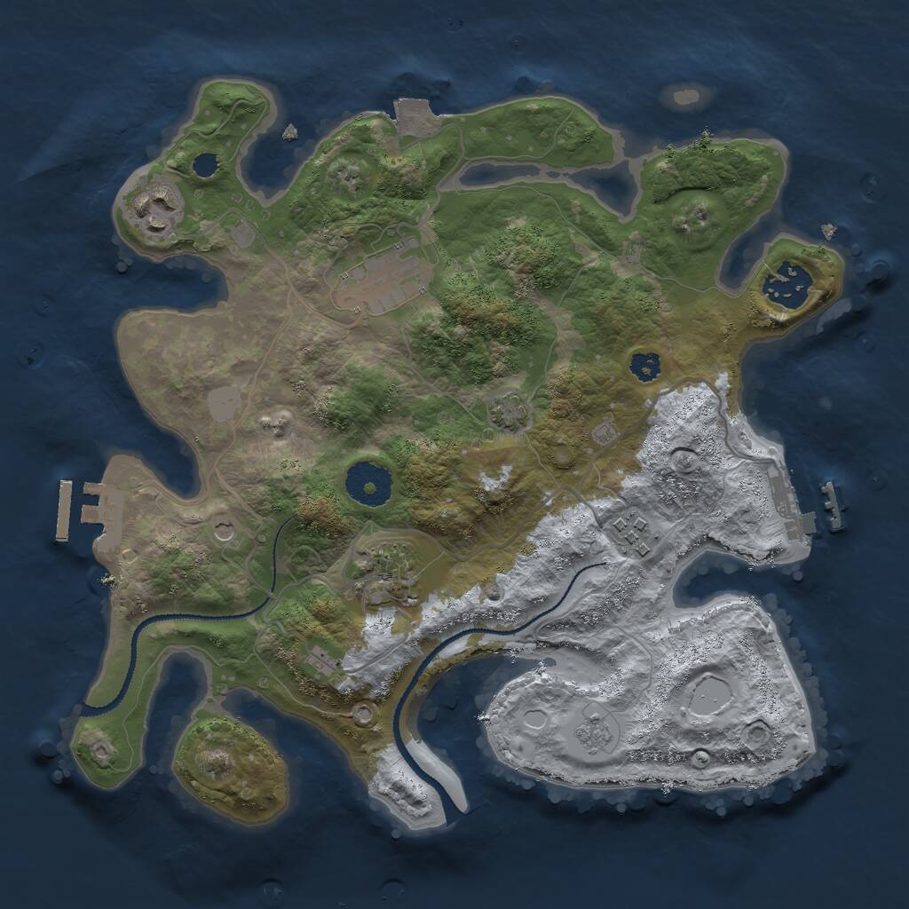 Rust Map: Procedural Map, Size: 3000, Seed: 51483, 11 Monuments