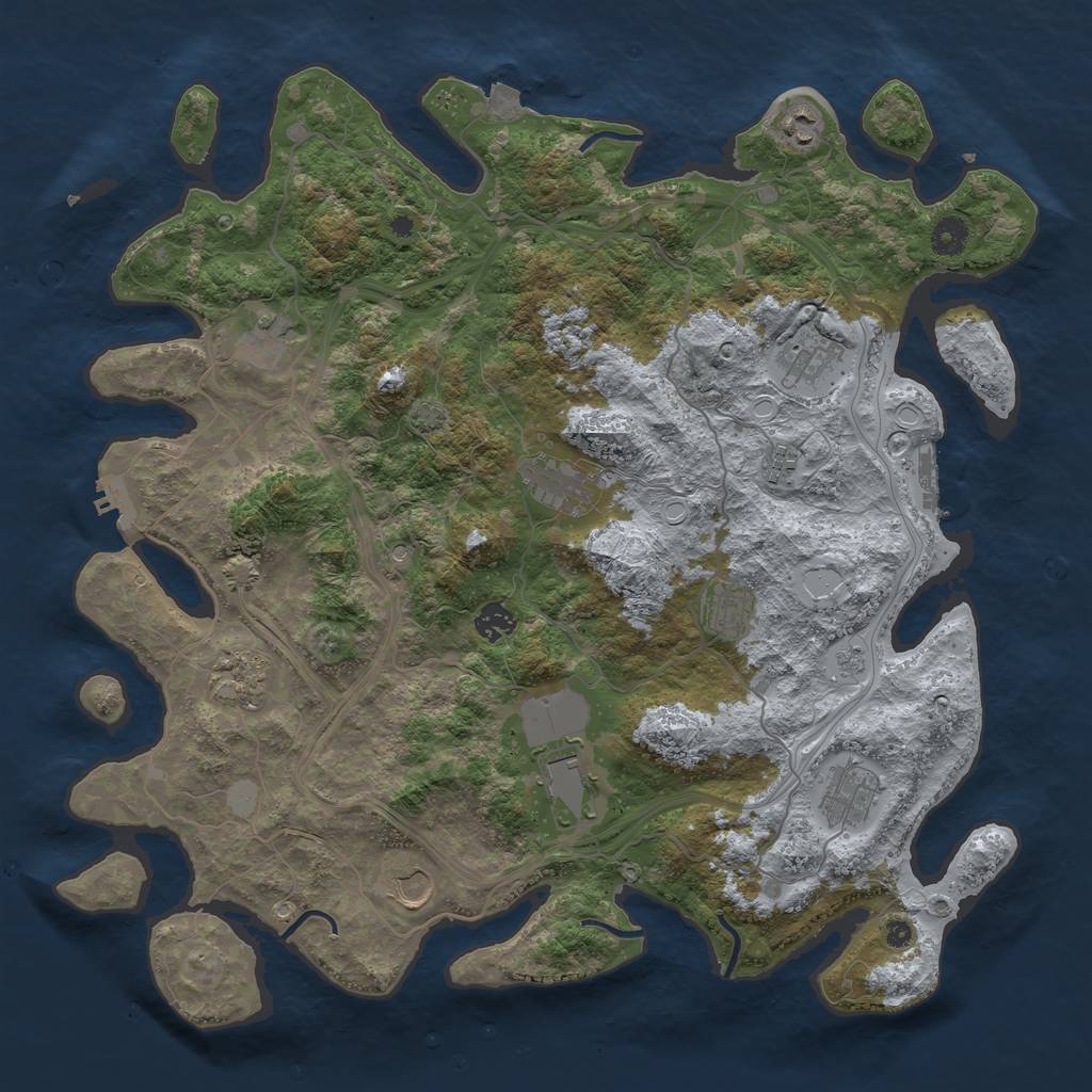 Rust Map: Procedural Map, Size: 4250, Seed: 2141312974, 19 Monuments