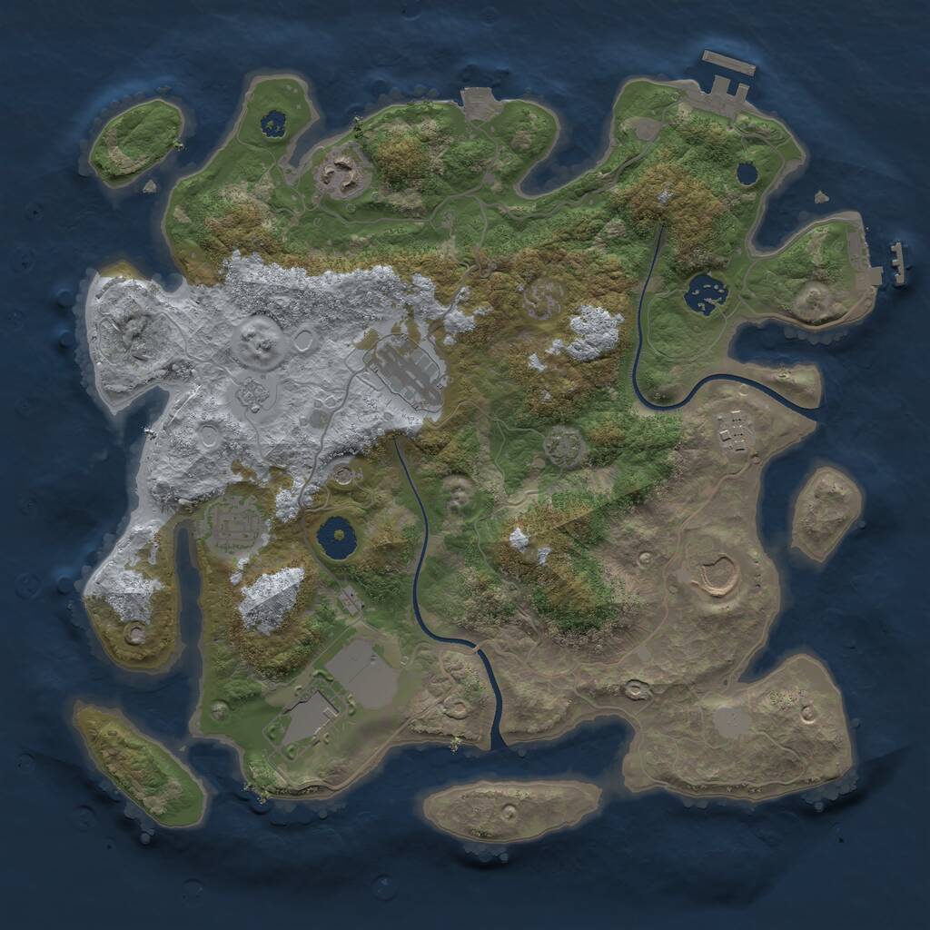 Rust Map: Procedural Map, Size: 3500, Seed: 958182719, 13 Monuments