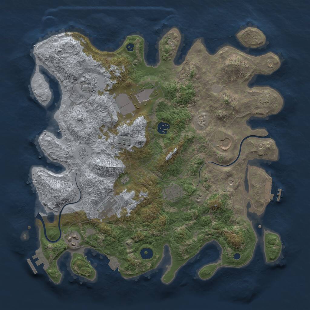 Rust Map: Procedural Map, Size: 3800, Seed: 782097610, 14 Monuments