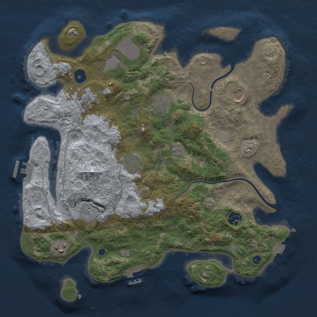 Rust Map: Procedural Map, Size: 3700, Seed: 1554787475, 15 Monuments