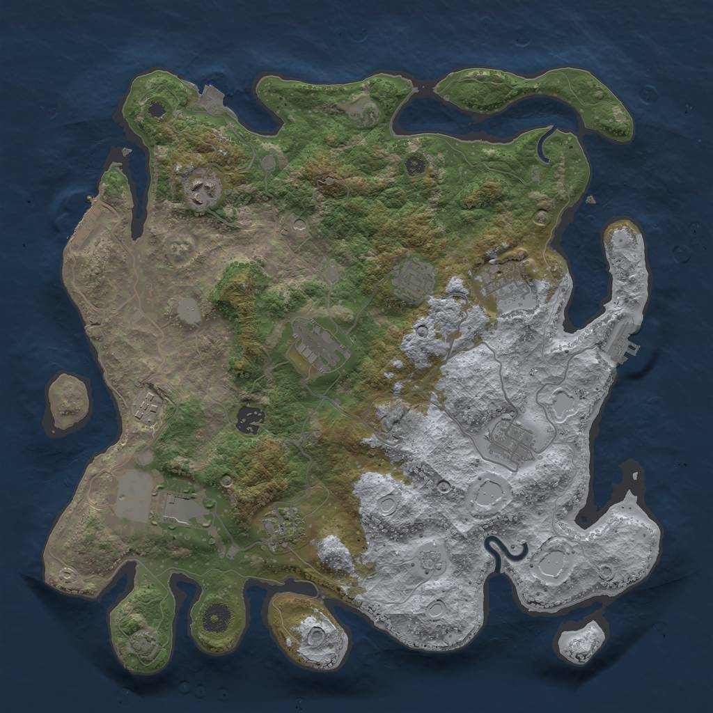 Rust Map: Procedural Map, Size: 3750, Seed: 522082659, 17 Monuments