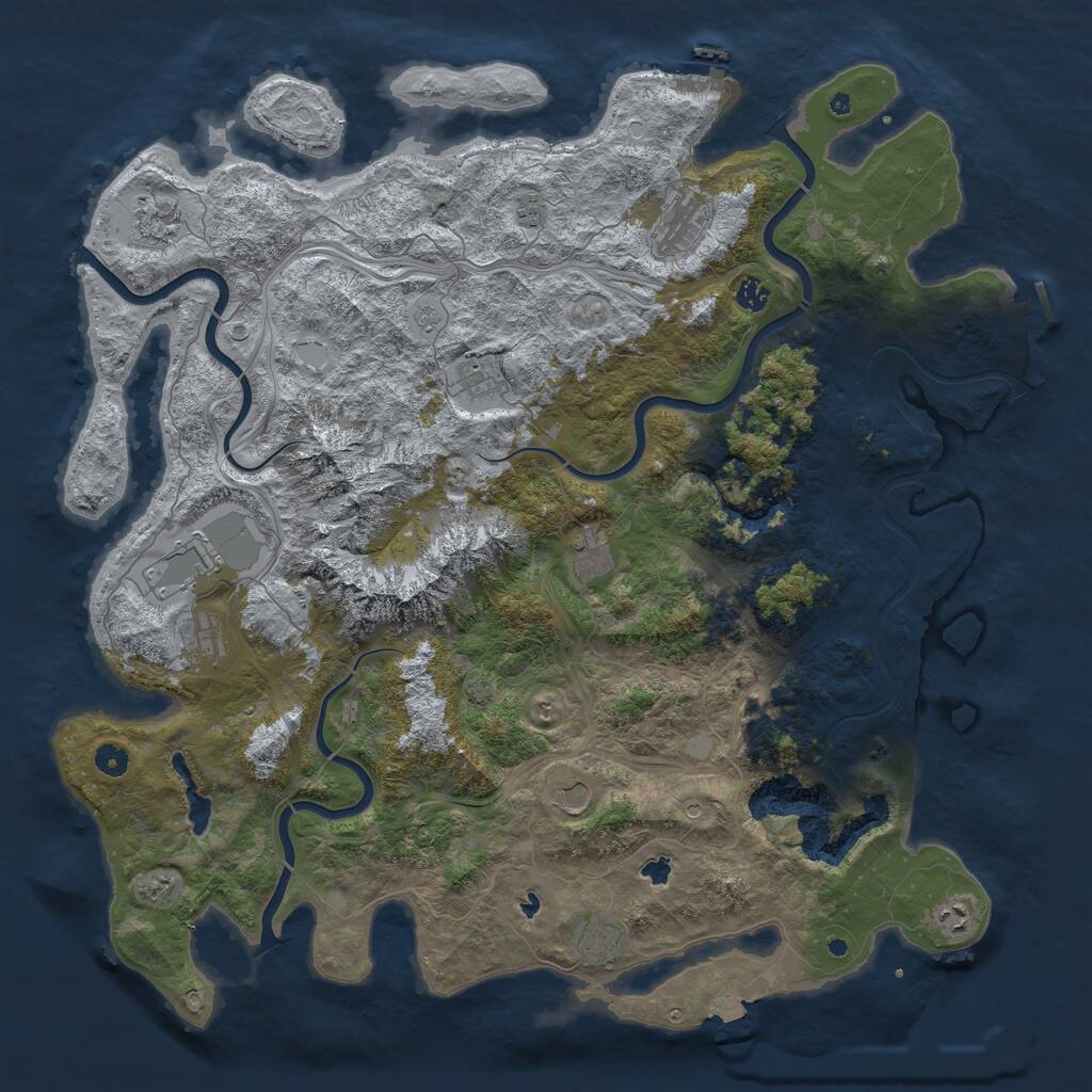 Rust Map: Procedural Map, Size: 5000, Seed: 1852536885, 17 Monuments