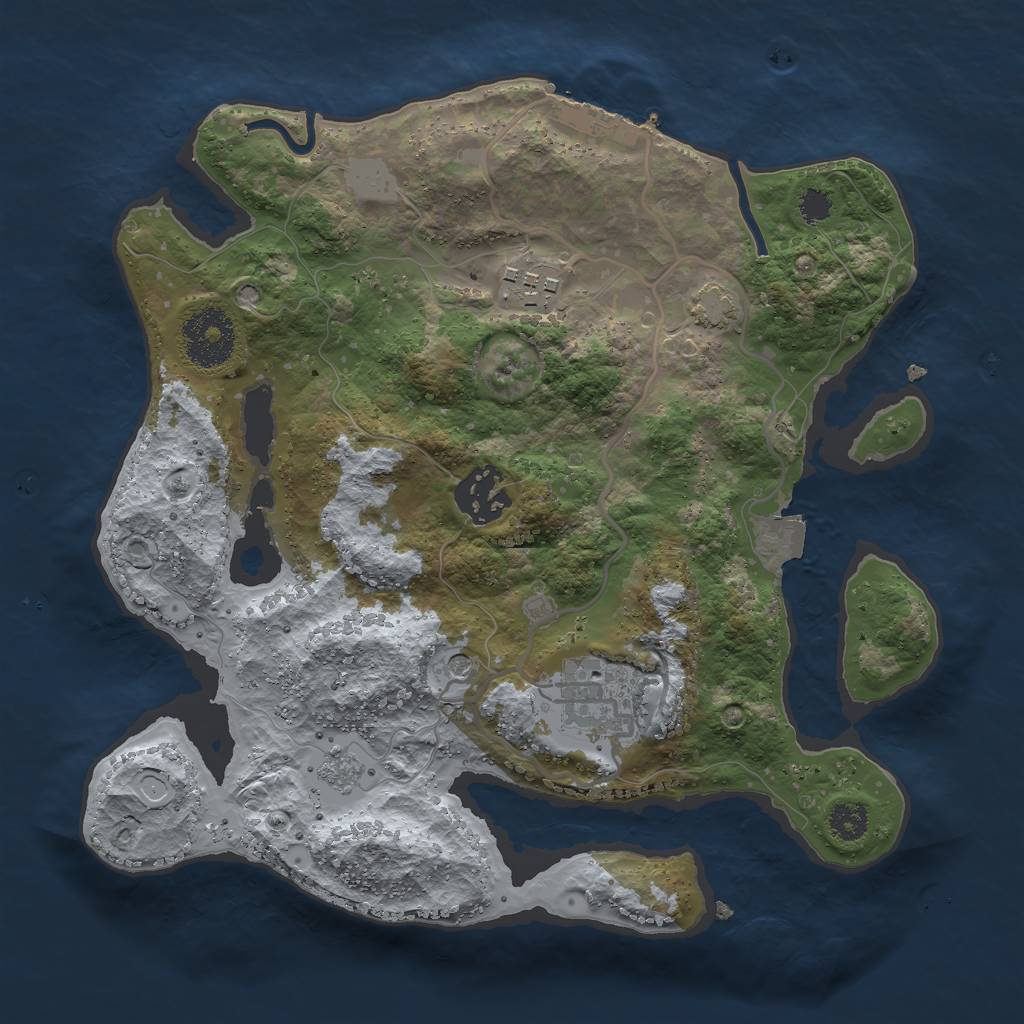 Rust Map: Procedural Map, Size: 2750, Seed: 817031477, 10 Monuments