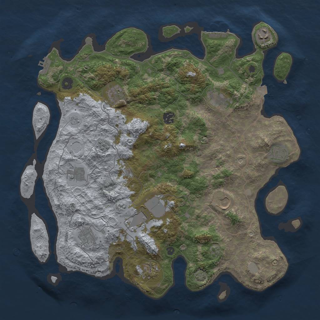 Rust Map: Procedural Map, Size: 4000, Seed: 1434236923, 19 Monuments