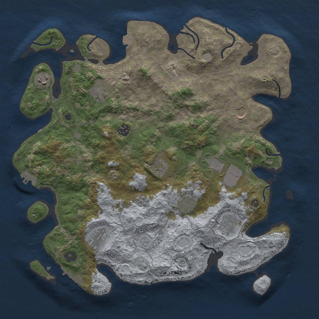 Rust Map: Procedural Map, Size: 4000, Seed: 29953, 18 Monuments