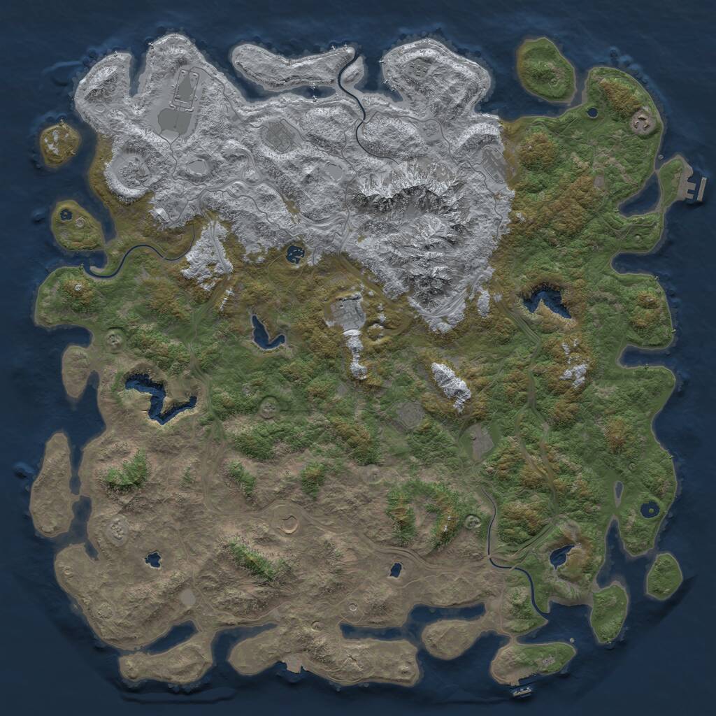 Rust Map: Procedural Map, Size: 6000, Seed: 214, 17 Monuments