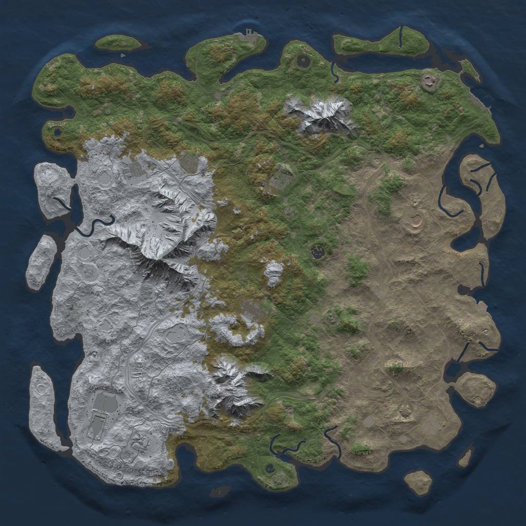 Rust Map: Procedural Map, Size: 6000, Seed: 2525114, 19 Monuments
