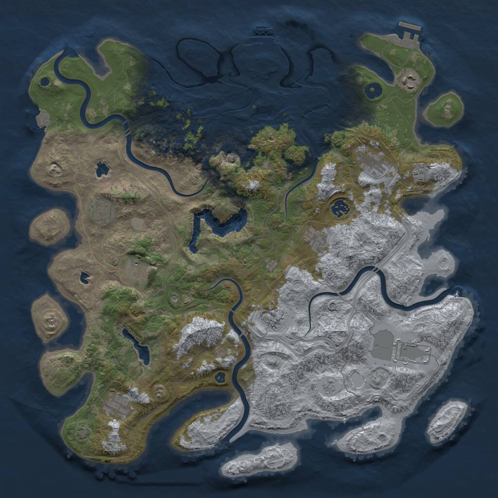 Rust Map: Procedural Map, Size: 4500, Seed: 101228341, 16 Monuments