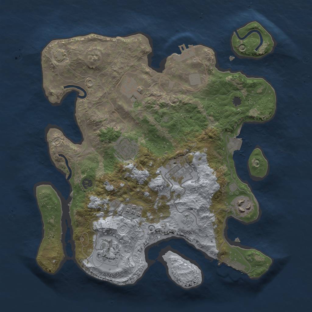 Rust Map: Procedural Map, Size: 3000, Seed: 1694064259, 13 Monuments