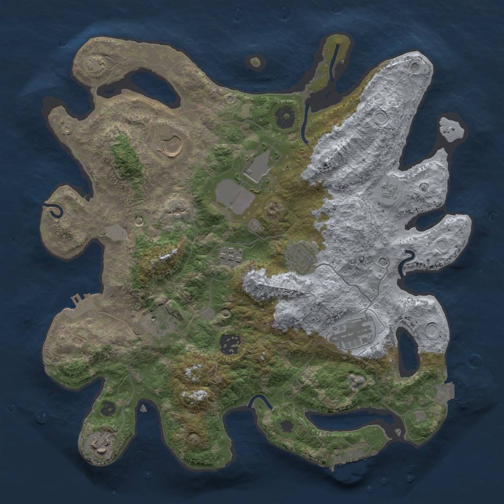 Rust Map: Procedural Map, Size: 3500, Seed: 269333216, 16 Monuments