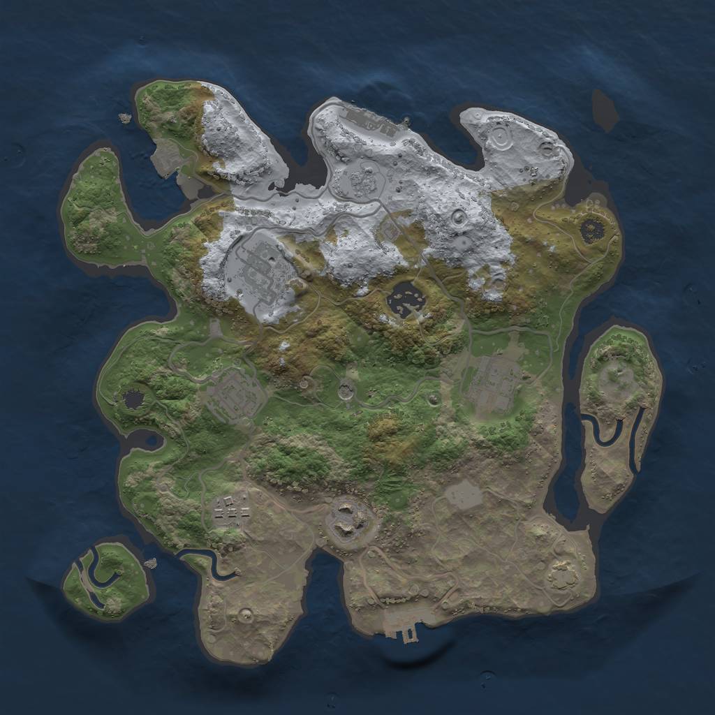 Rust Map: Procedural Map, Size: 3000, Seed: 1155627126, 14 Monuments