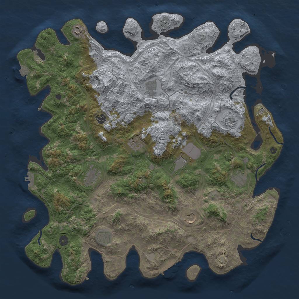 Rust Map: Procedural Map, Size: 4500, Seed: 1853378095, 19 Monuments