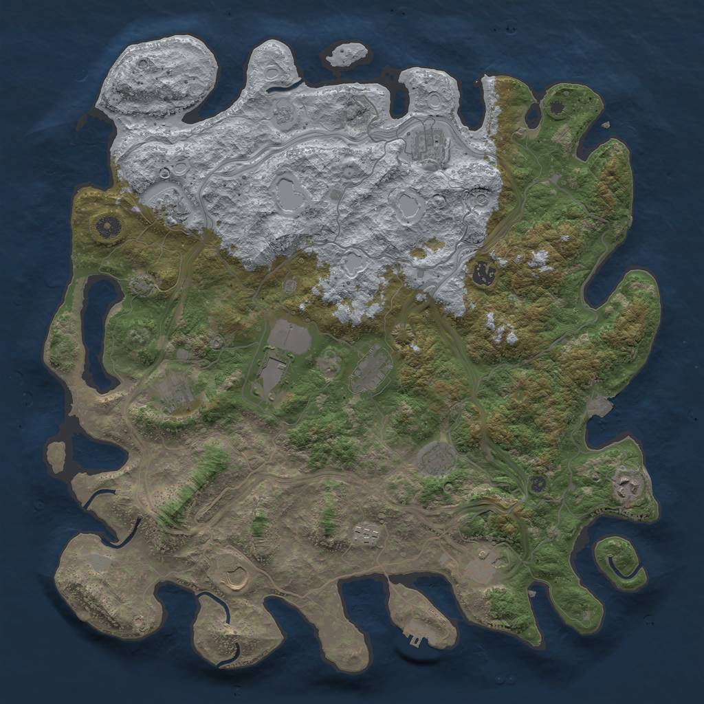 Rust Map: Procedural Map, Size: 4500, Seed: 633504663, 18 Monuments