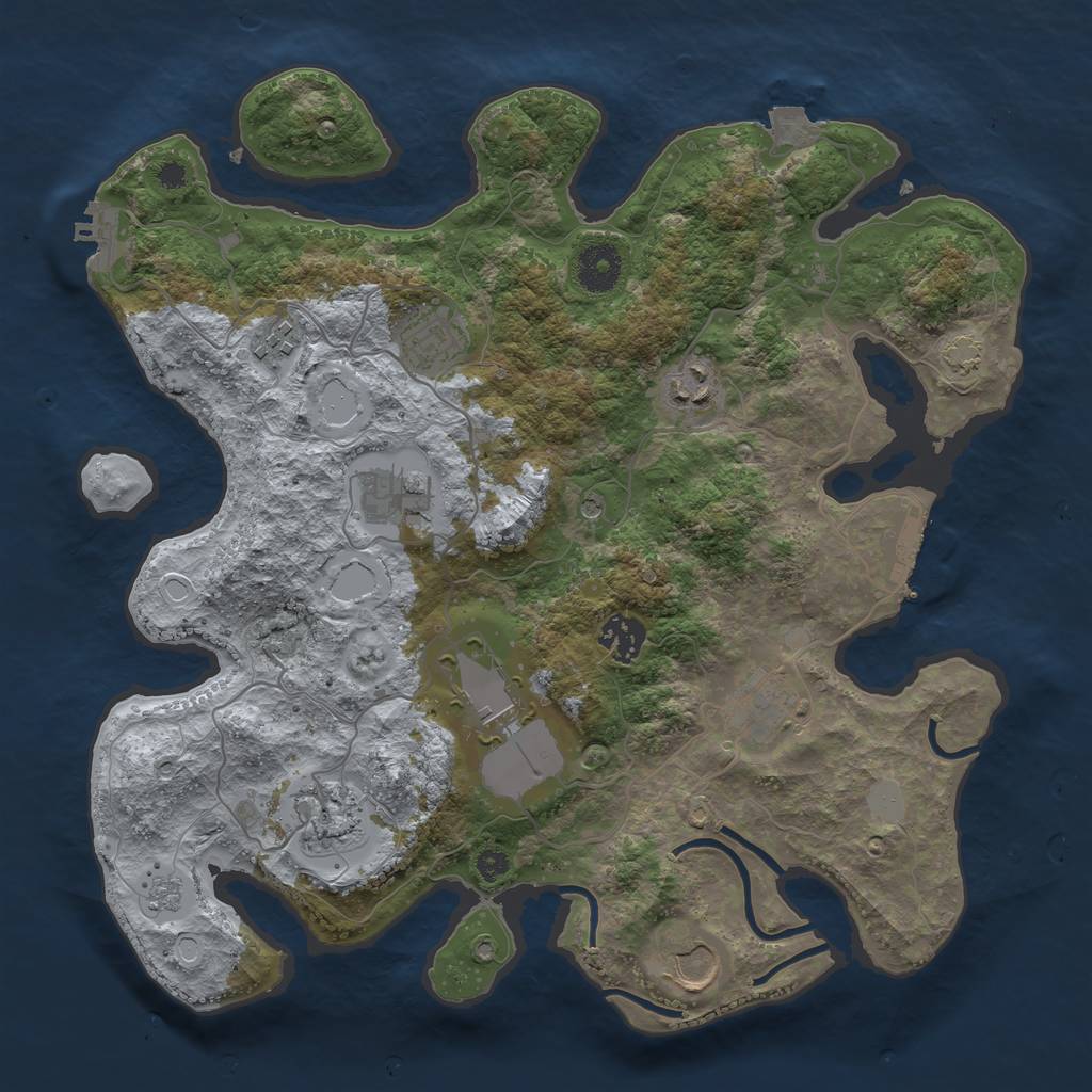 Rust Map: Procedural Map, Size: 3500, Seed: 1367420938, 17 Monuments