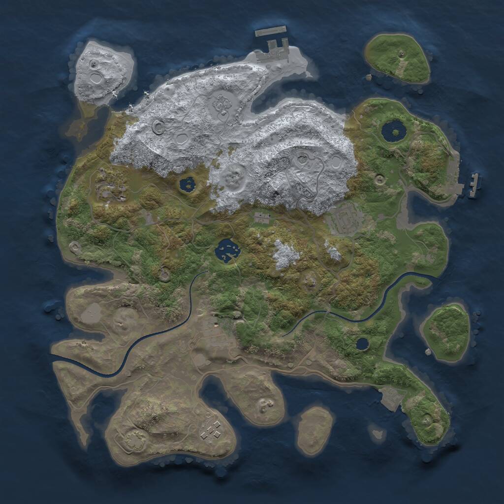 Rust Map: Procedural Map, Size: 3250, Seed: 279348189, 11 Monuments